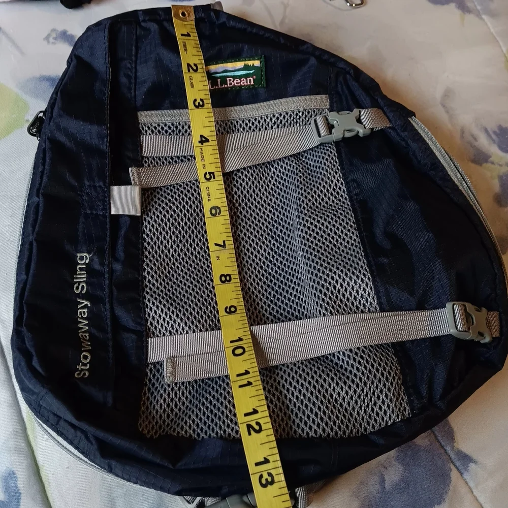 L.L. Bean Navy and Gray Stowaway Sling Backpack